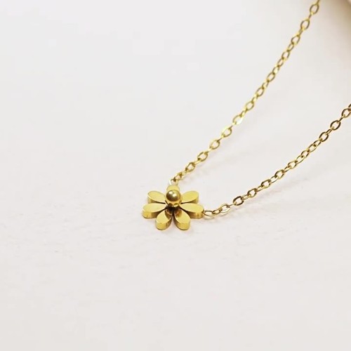 Stainless Steel 316L Daisy Necklace 18k Gold Color
