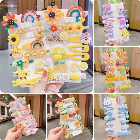 Cute Cartoon Baby Hair Clips Set (14 piece)